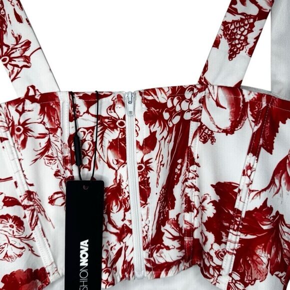 NWT Fashion Nova Telling Secrets Floral Corset Top White/Red size XS - Picture 7 of 10